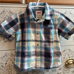 💥4/$20💥 💙 Levi's Kids Multicolor Plaid Button Down Shirt Size 2T